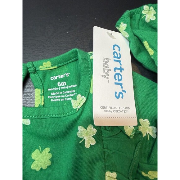 Carter’s Baby Girl Romper Clovers Green St Patrick’s Day 6M NWT - Picture 4 of 6